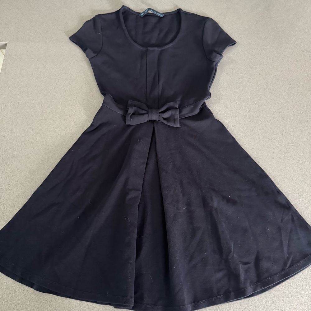 Zara Navy Dress with Bow Accent
